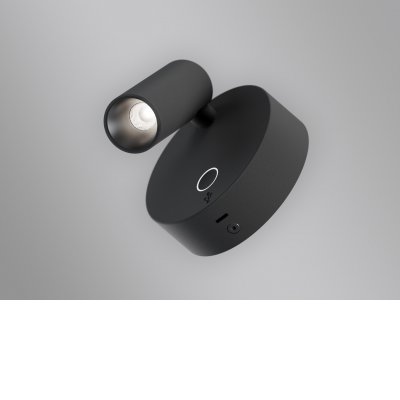 TIBUT WL 3,5W USB Nástěnná bodová lampa, základna hliník, povrch bílá/černá/černá a zlatá, LED 3,5W, 210lm, teplá 2700K, Ra90, 230V, IP20, rozměry d=85mm, základna obsahuje USB připojení vč dotyk vypínače