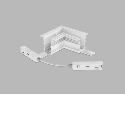 KASEL CTH90 48V DALI Rohová L spojka 90°, horizontální odbočení, vestavného magnetického systému, materiál hliník, povrch bílá, stmívání DALI, 48V, rozměry 135x135mm