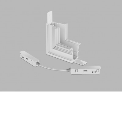 KASEL CTV90 48V DALI Rohová L spojka 90°, vertikální odbočení, vestavného magnetického systému, materiál hliník, povrch bílá, stmívání DALI, 48V, rozměry 135x135mm