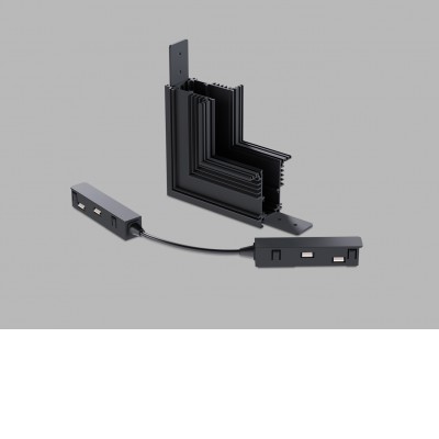 KASEL CTV90 48V DALI Rohová L spojka 90°, vertikální odbočení, vestavného magnetického systému, materiál hliník, povrch černá, stmívání DALI, 48V, rozměry 135x135mm