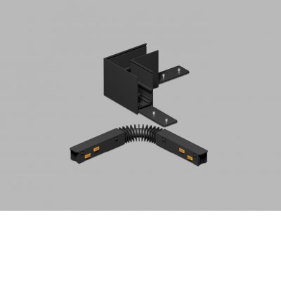 VERT CTH90 48V Rohová L spojka 90°, horizontální odbočení, stropního magnetického systému, materiál hliník, povrch černá, stmívání DALI, 48V, rozměry 68x53x68mm.
