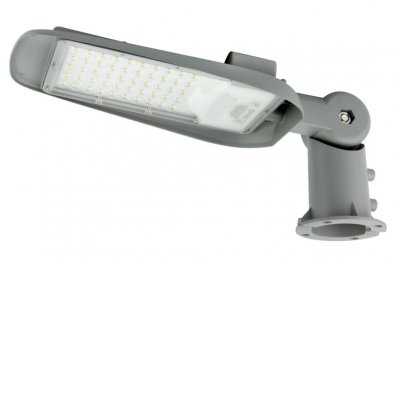 SAMKO 50W Svítidlo pro veřejné osvětlení, nastav. sklon svícení, těleso hliník, povrch šedá, LED 50W, 5000lm, neutrální 4000K, 230V, IP65, rozměry 179,5x490mm, mont na výložník d=60mm