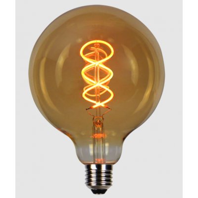 LED žárovka 4W E27 FILAMENT Světelný zdroj, žárovka, tvar hruškový, sklo zlaté, LED 4W, E27, 210lm, teplá 1800K, Ra80, 230V, životnost 50.000 hod, IP20, d=125mm.