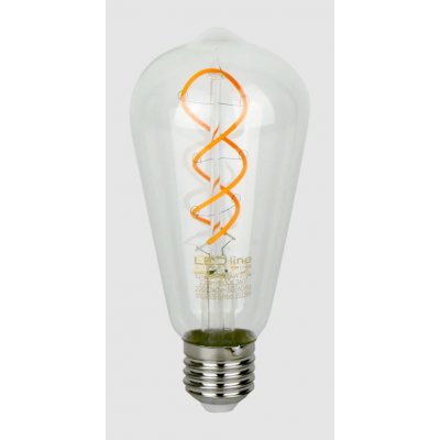 LED žárovka 4W E27 Světelný zdroj, retro žárovka, sklo čiré, LED 4W, 230lm, E27, teplá 1800K, Ra80, 230V, životnost 50.000 hod, IP20, d=64mm.