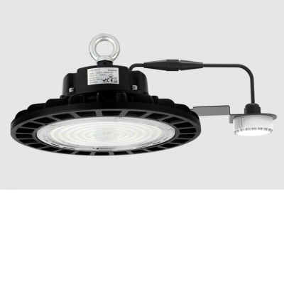 SLUIS UFO 100W/150W/200W, 1-10V, HF senzor Průmyslové svítidlo, HF senzor pohybu, těleso hliník, povrch černá, kryt plast čirý, LED 100W/150W/200W, neutrální 4000K, stmív 1-10, Ra70/Ra80, vyzař. úhel 60°/90°/120°, 230V, PF>0.95, IP65, rozměry dle typu