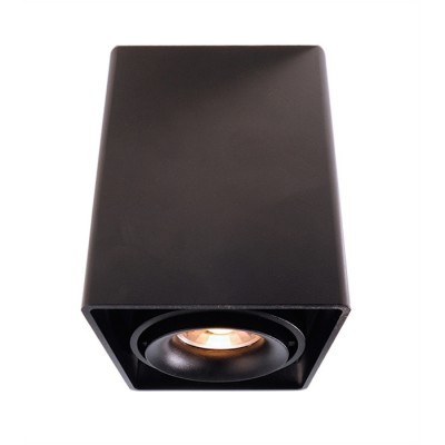 VERNUM 1x50W GU10 Přisazené stropní svítidlo, výklopné sv.zdr. +-45°, materiál hliník, povrch černá, pro žárovku 1x50W, GU10, 230V, IP20, tř.1, rozměry 93x93x120mm