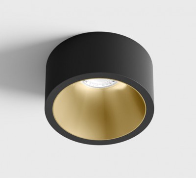 BLANKET BI 6,3W IP44 Stropní, podhledové, bodové svítidlo, plast, povrch vnější černá mat, vnitřní mosaz, LED 6,3W, 640lm, neutrální 4000K, vyzař. úhel 55°, Ra90, 230V, IP44, rozměry d=55mm, h=58mm.