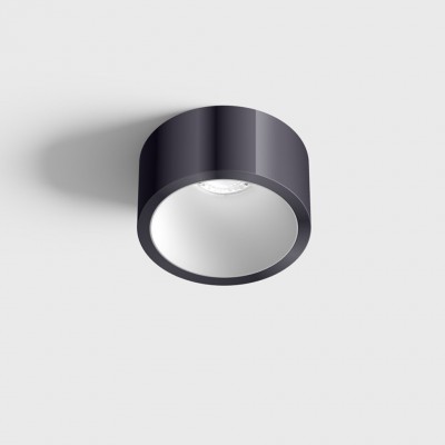 BLANKET BI 6,3W IP44 Stropní, podhledové, bodové svítidlo, plast, povrch vnější černá lesk, vnitřní bílá, LED 6,3W, 640lm, teplá 2700K, vyzař. úhel 55°, Ra90, 230V, IP44, rozměry d=55mm, h=58mm.