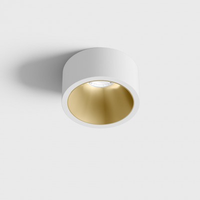 BLANKET BI 6,3W IP44 Stropní, podhledové, bodové svítidlo, plast, povrch vnější bílá, vnitřní mosaz, LED 6,3W, 640lm, teplá 2700K, vyzař. úhel 55°, Ra90, 230V, IP44, rozměry d=55mm, h=58mm.