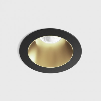 BASTOG R BI 8W IP44 Stropní, podhledové, bodové svítidlo, těleso hliník, povrch rámeček černá, komínek mosaz, LED 8W, 640lm, neutrální 4000K, vyzař. úhel 50°, UGR<19, 230V, IP44, rozměry d=48mm, h=67mm.