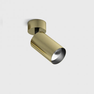 ALEST PL 9W 50° Stropní přisazené bodové svítidlo, nast. směr svícení, těleso hliník, povrch mosaz, LED 9W, 540lm, teplá 3000K, vyzař. úhel 50°, Ra90, 230V, IP20, rozměry d=52mm, h=140mm.