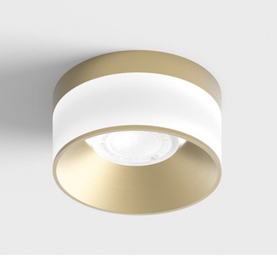 ARLON PL 18W UGR>19 Stropní přisazené bodové svítidlo, těleso hliník, povrch mosaz, difuzor plast opál, LED 18W, 1208lm, neutrální 4000K, vyzař. úhel 60°, UGR>19, Ra90, 230V, IP20, rozměry d=200mm, h=105mm.