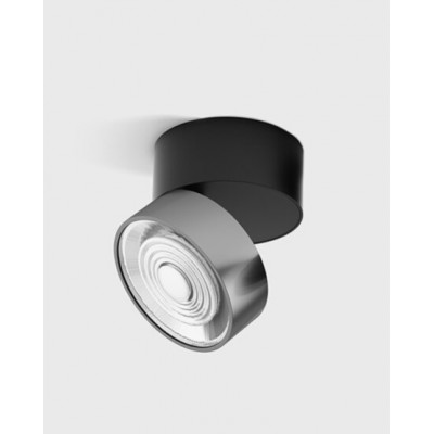 DAME PL B 7W Stropní přisazené bodové svítidlo, výklopné, hliník, povrch černá a chrom, LED 7W, 624lm, teplá 3000K, vyzař. úhel 45°, Ra90, 230V, IP20, rozměry d=75mm, h=70mm.