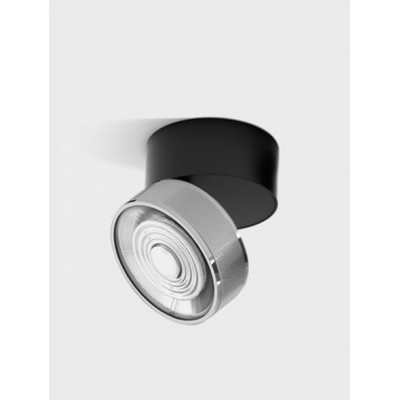 DAME PL B 7W Stropní přisazené bodové svítidlo, výklopné, hliník, povrch černá a chrom, LED 7W, 624lm, teplá 3000K, vyzař. úhel 45°, Ra90, 230V, IP20, rozměry d=75mm, h=70mm.