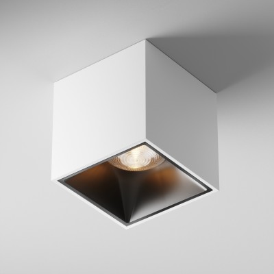 HABEO SQ 12W TRIAC Stropní, přisazené, bodové svítidlo, těleso kov, povrch bílá, reflektor černý, LED 12W, 840lm, teplá 3000K, vyzař. úhel 24°, stmív. TRIAC, 230V, IP20, rozměry 70x70x70mm.
