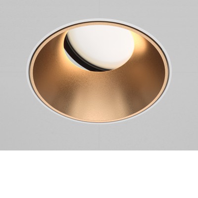 TEREZ BI 1x10W GU10 Stropní podhledové bodové svítidlo, těleso kov, povrch bílá, reflektor zlatá mat, pro žárovku 1x10W, GU10, 230V, IP20, tř.2, rozměry d=102mm, h=37mm.
