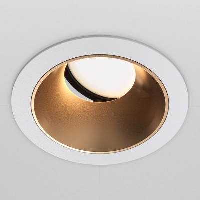 TEREZ BI II 1x10W GU10 Stropní podhledové bodové svítidlo, těleso kov, povrch bílá, reflektor zlatá mat, pro žárovku 1x10W, GU10, 230V, IP20, tř.2, rozměry d=85mm, h=37mm.