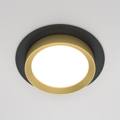 HALTE BI R 1x15W, GX53 Stropní podhledové bodové svítidlo, těleso kov a plast, povrch černá a zlatá, pro žárovku 1x15W, GX53, IP20, tř.2, rozměry d=110mm, h=53mm.