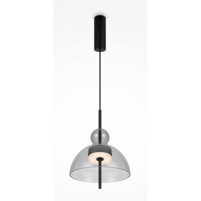 ASIE I HL 11W Závěsné svítidlo, těleso kov, povrch černá, stínítko sklo šedé, LED 11W, 200lm, teplá 3000K, Ra80, 230V, IP20, tř.1, rozměry d=250mm, h=303mm, vč závěs kabelu l=2480mm, lze zkrátit.