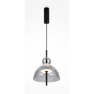 ASIE I HL 11W Závěsné svítidlo, těleso kov, povrch černá, stínítko sklo kouřové, LED 11W, 200lm, teplá 3000K, Ra80, 230V, IP20, tř.1, rozměry d=250mm, h=303mm, vč závěs kabelu l=2480mm, lze zkrátit.