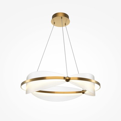 DELIVE HL 45W Závěsné svítidlo, lustr, základna kov, povrch mosaz, difuzor plast opál, LED 45W, 2700lm, teplá 3000K, Ra80, 230V, IP20, rozměry d=600mm, vč závěs lanka l=3180mm, lze zkrátit.