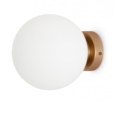 INFERO WL 1x40W, E14 Nástěnné svítidlo, těleso kov, povrch zlatá, difuzor sklo opál, pro žárovku 1x40W, E14, 230V, IP20, tř.1, rozměry d=180mm, l=210mm.