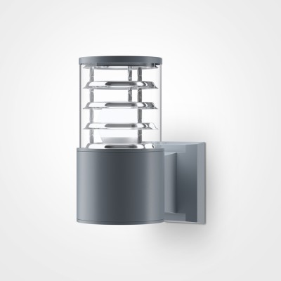 ITIDE WL 1x60W, IP54 Nástěnné venkovní svítidlo, těleso kov, povrch šedá, krycí plast čirý, pro žárovku 1x60W, E27, 230V, IP54, tř.1, rozměry d=108mm, h=200mm, svítí nahoru.
