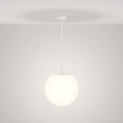 TRABO HL 1x30W, E27, IP54 Závěsné venkovní svítidlo, těleso plast, difuzor plast opál, pro žárovku 1x30W, E27, 230V, IP54, tř.1, rozměry d=300mm, závěs kabel bílý.
