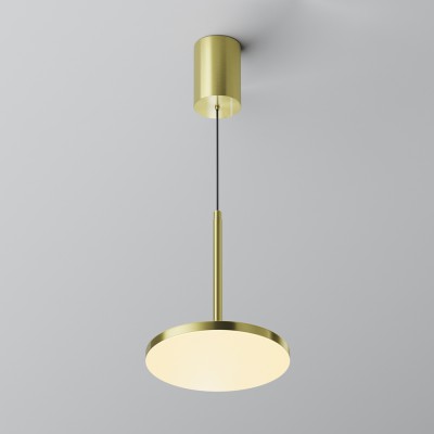 JEUS HL 12W Závěsné svítidlo, těleso kov, povrch mosaz, difuzor plast opál, LED 12W, 790lm, teplá 3000K, 230V, IP20, tř.1, rozměry d=185mm, h=215mm, vč závěs kabelu l=1950mm, lze zkrátit.