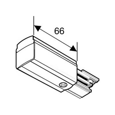 KONCOVÝ NAPAJEČ NORDIC ALUMINIUM Koncový napaječ napájecího lištového systému 230V, 3x16A, tříokruhový, materiál plast barva černá, l=66mm, 3F NORDIC ALUMINIUM - GLOBAL TRAC - LIVAL