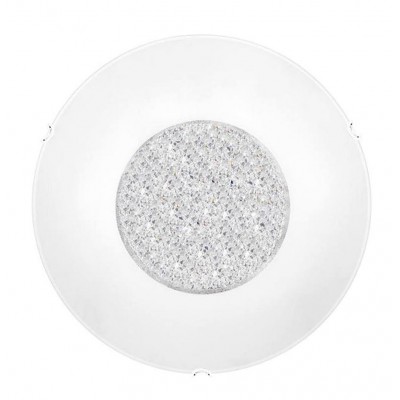 NUSHA 40W E27 230V IP20 Stropní svítidlo, základna kov, povrch bílá, difuzor sklo bílá s detailem z krystalů, pro žárovku 3x40W, E27, 230V, IP20, rozměry d=400mm h=90mm
