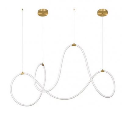 KHAOZ LED 57W Světelná hadice, těleso plast opál, úchyty kov, zlatá mat,  LED 57W, 3189lm, teplá 3000K, stmív TRIAC, 230V, IP20 rozměry 1500x500mm, lankový závěs l=1500mm, lze zkrátit