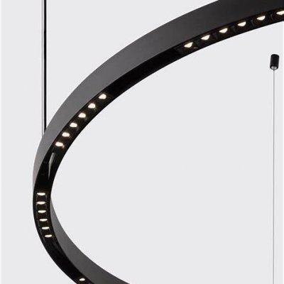 RINGOLI LED 24W/36W/42W UGR<12 Závěsné svítidlo, těleso hliník, černá, dle typu pro max 4/6/7 segmenty LED á 6W svítí dolů + 10W/15W/18W svítí nahoru, teplá 3000K, Ra90, UGR<12, 230V/24V, IP20, světelné segmenty dodávány SAMOSTANĚ