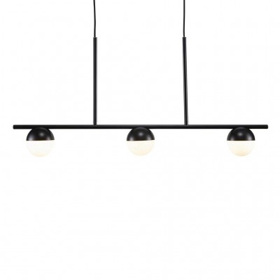PALURA S Závěsné svítidlo základna kov, povrch černá mat nebo mosaz, difuzor opálové sklo bílé, pro žárovku max.5W, G9, 230V, IP20, h=413mm, d=100mm, včetně závěsného kabelu - černá/bílá, h=2000mm