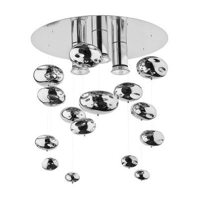 GERRO Stropní svítidlo, těleso kov, povrch chrom lesk, oválné ověsy, pro žárovku 3x35W, GU10, 230V, IP20, tř.1, rozměry d=350mm, h=360mm