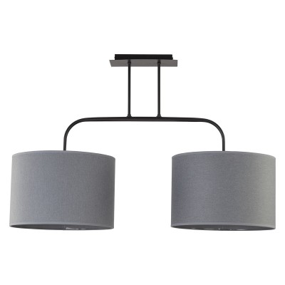 VINTON 2X60W E27 STROPNÍ Stropní svítidlo, základna kov, povrch černá, stínítko textil vnější šedá, vnitřní šedá, pro žárovku 2x60W, E27. 230V, IP20, tř.1, rozměry 950x660x25mm