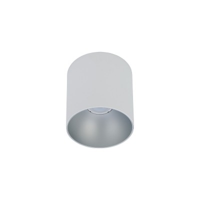 PONOT 1x10W, GU10, IP20 Stropní přisazené bodové svítidlo, těleso kov, povrch bílá a vně stříbrná, difuzor plast čirý, pro žárovku 1x10W, GU10, 230V, IP20, tř.1, d=127mm, h=125mm
