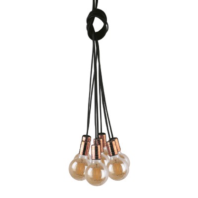 HOLAW C7 Závěsný kabel s objímkou, těleso kov, povrch měděná, pro žárovku 7x60W, E27, 230V, IP20, tř.1, rozměry d=150mm, vč závěsu l=1200mm lze zkrátit