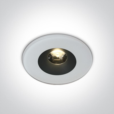 THUI BI 6W IP65 Stropní, podhledové, bodové svítidlo, těleso kov, povrch bílá, LED 6W, 460lm, teplá 3000K, vyzař. úhel 25°, Ra80, 230V, do koupelny IP65, tř.1, rozměry d=110mm, h=81mm.