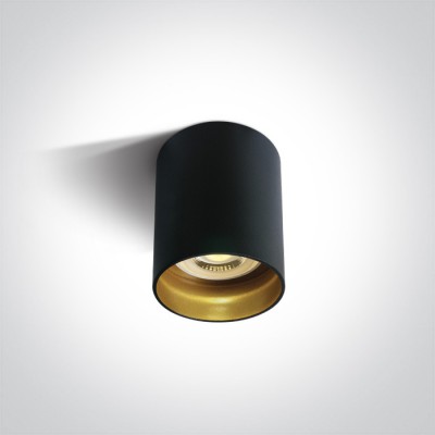 MESEN PL 1x10W GU10 Stropní přisazené bodové svítidlo, těleso kov, povrch černá, reflektor mosaz, pro žárovku 1x10W, GU10, MR16, 230V, IP20, rozměry d=68mm, h=95mm.