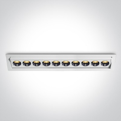 GREK BI 24W Stropní podhledové, bodové, Darklight, svítidlo, nast. sklon svícení +/-15°, těleso kov, povrch bílá, LED 24W, 1680lm, teplá 3000K, Ra90, vyzař. úhel 38°, 230V, IP20, tř.2, rozměry 290x42x52mm.