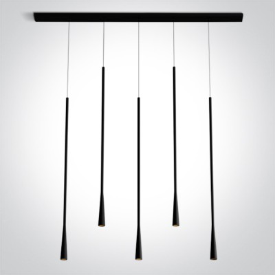 JOE HL 5x5W Závěsné bodové svítidlo, lustr, základna a těleso hliník, povrch černá, LED 5x5W, 1500lm, teplá 3000K, Ra90, 230V, IP20, tř.2, rozměry 1000x70mm, vč. závěsného kabelu l=2200mm, lze zkrátit