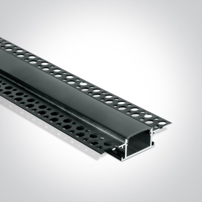 LUKS PROFIL 62x15 Vestavný, zápustný bezrámečkový profil pro LED pásky do sádrokartonu, materiál hliník, povrch černá, difuzor plast černá, max šířka LED pásků w=20mm, rozměry 62x15mm, délka l=2m.