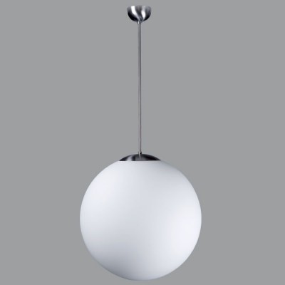 ADRIA P5, LED-5L07C10Z11/099/a5 NB DALI 4000 Závěsné svítidlo koule, základna kov, povrch nerez broušená, difuzor sklo opál, LED 48W, 8070/7180lm, neutrální 4000K, Ra80, stmívání DALI, 230V, IP40, sklo d=600mm, trubk záv l=1000mm