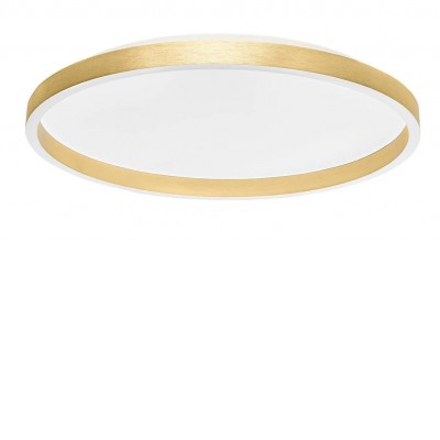 PULGO 72W CCT PUSH Stropní přisazené svítidlo, hliník, zlatá, dif plast opál, LED 72W, 4999lm, nast. CCT teplá 3000K-neutrální 4000K, stmív. PUSH, 230V, IP20, d=800mm, h=65mm, svítí nahoru/dolů.