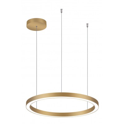 EXCOTO HL 48W, CCT Závěsné svítidlo, těleso kov, povrch zlatá, dif plast opál, LED 48W, 3200lm, přepín CCT. teplota teplá 3000K- neutr 4000K, Ra80, 230V, IP20, rozměry d=580mm, vč závěs lanka l=1500mm, lze zkr.