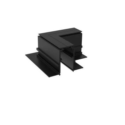 HOROS corner BI H II 95x95mm Rohová L spojka 90°, horizontální odbočení, vestavného magnetického systému, materiál hliník, povrch černá, 48V, rozměry 95x95mm