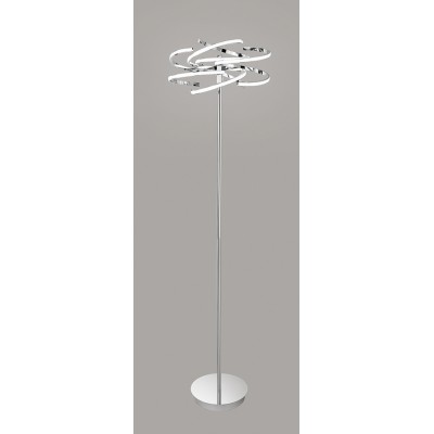 KISSING FL Stojací lampa, těleso hliník, povrch chrom lesk, difuzor plast opál, LED 70W, 5600lm, teplá 3000K, 230V, stmívatelné, IP20, rozměry d=480mm, h=1750mm, vč vypínače na tělese.