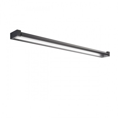 STRAU WL Nástěnné svítidlo s otočnou clonou k zrcadlu, těleso hliník, černá, difuzor plast opál, LED 35W, 3200lm, přepín CCT teplota teplá 300K, neutrální 4000K, denní 6000K, Ra80, 230V, IP20, 1100x40x90mm