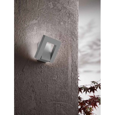 OKSY 12W IP54 CCT Nástěnné venkovní svítidlo, nepřímé svíc, nast. směr svícení, hliník, světle šedá, dif plast opál, LED 12W, 960lm, CCT přepín teplota teplá 3000K-neutrální 4000K, Ra80, 230V, IP54, tř.1, 180x180x51mm.